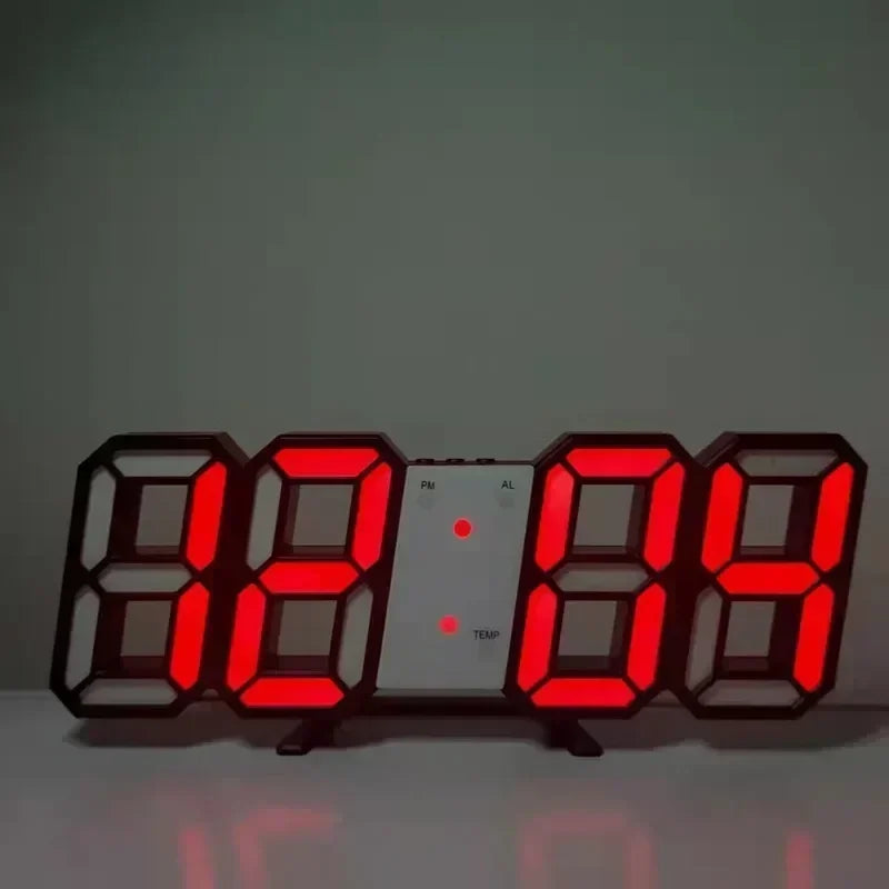 Table 3D LED Digital Alarm Clock Wall Clock Time/Date/Temperature for Home Kitchen Offices Clock Decoration Garden Clocks