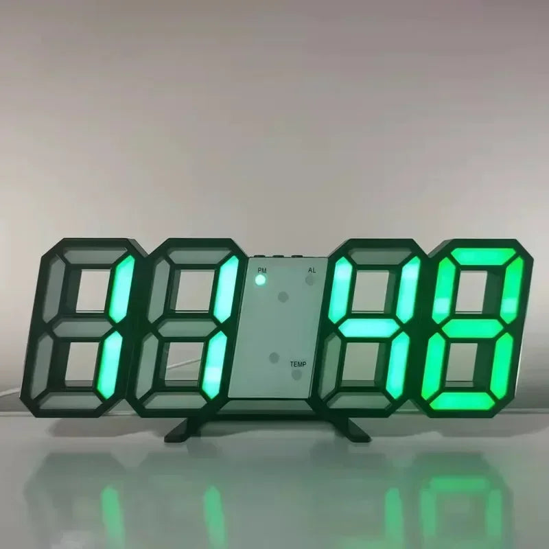 Table 3D LED Digital Alarm Clock Wall Clock Time/Date/Temperature for Home Kitchen Offices Clock Decoration Garden Clocks